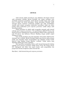 Pengaruh Audit Internal Terhadap Good Corporate Governance Studi Pada Pt Kereta Api Indonesia Persero Kota Bandung Repo Unpas