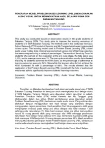 PENERAPAN MODEL PROBLEM BASED LEARNING ( PBL ) MENGGUNAKAN AUDIO VISUAL ...